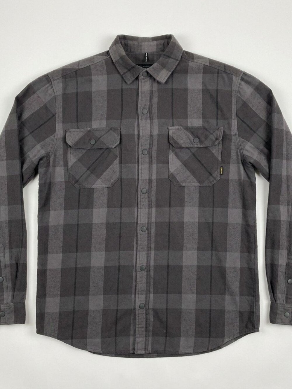 Burton Men’s M Gray Black Flannel Plaid Snap Button Shirt Outdoor Workwear